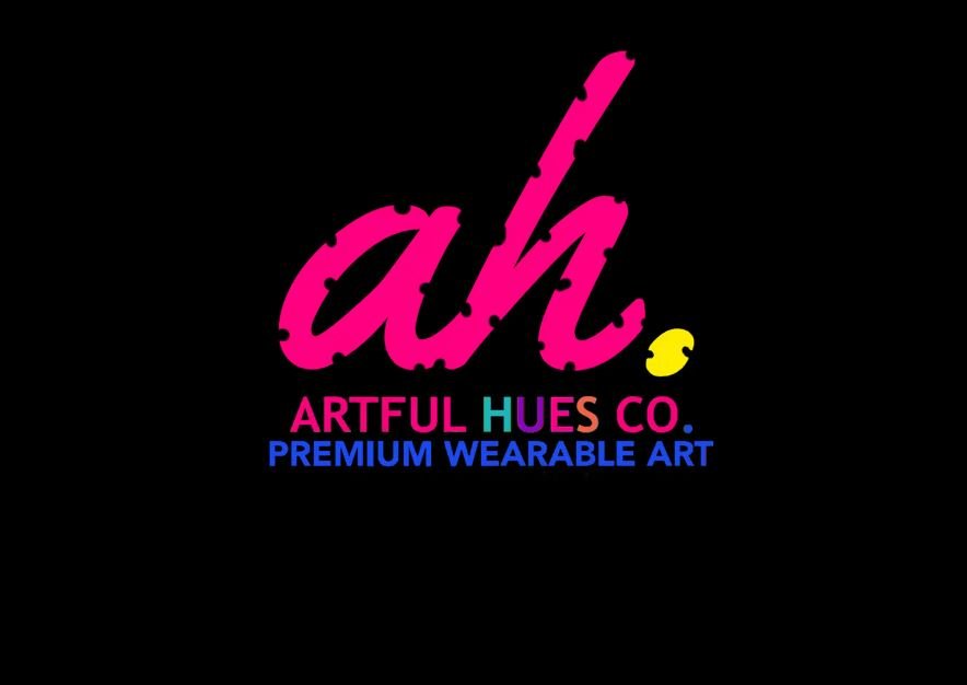 Artful Hues logo representing a premium wearable art brand focused on transforming original artwork into expressive fashion and artistic statement pieces.