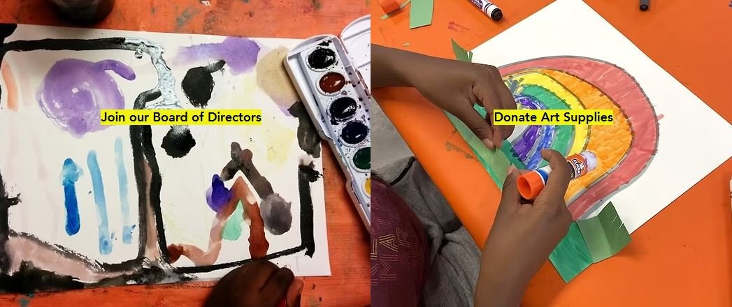 Children painting as part of DrawChange art education programs, showcasing creativity, collaboration, and joyful self-expression in learning environments around the world.