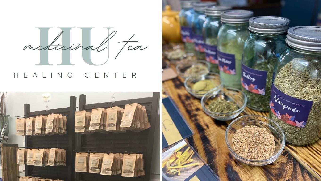 Healing U Wellness herbal healing teas shown as handcrafted blends designed to support digestion, immunity, relaxation, detox, and overall mind-body wellness using natural ingredients.