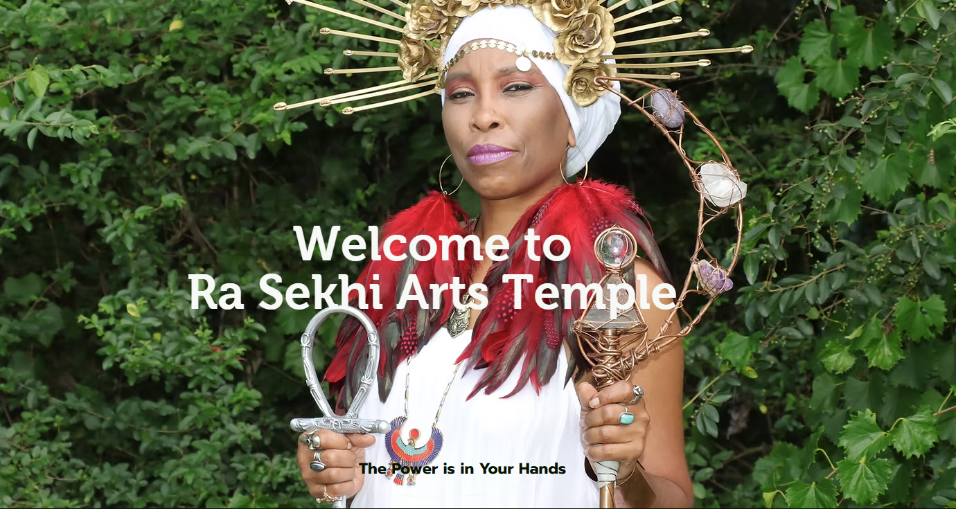 Kajara Nebthet of Ra Sekhi Arts Temple welcoming visitors into a sacred space dedicated to Kemetic healing, energy work, spiritual elevation, ancestral wisdom, and holistic wellness rooted in ancient African traditions.