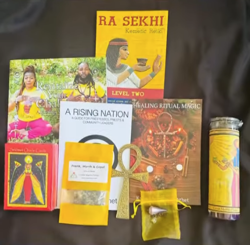 Ra Sekhi Arts Temple books of wisdom featuring teachings on Kemetic spirituality, energy healing, divine feminine practices, ancestral connection, and holistic elevation through ancient African knowledge.