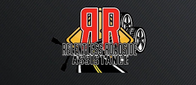 Relentless Roadside Assistance secondary logo used for branding across emergency roadside services, towing operations, and community-based vehicle support.