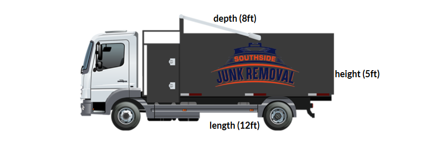 Southside Junk Removal truck shown with large hauling capacity, designed to handle full cleanouts, heavy debris, and efficient junk removal in fewer trips.