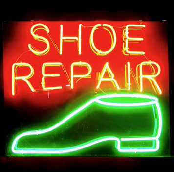 Neon shoe repair sign representing a trusted, family-owned local shoe repair business serving the Stockbridge, Georgia community with fast turnaround and reliable service.