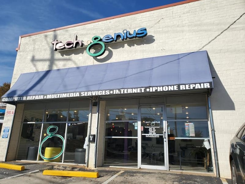 Exterior view of Tech Genius ATL, a locally owned technology service business providing computer repair, device support, and custom tech solutions for the Atlanta community.