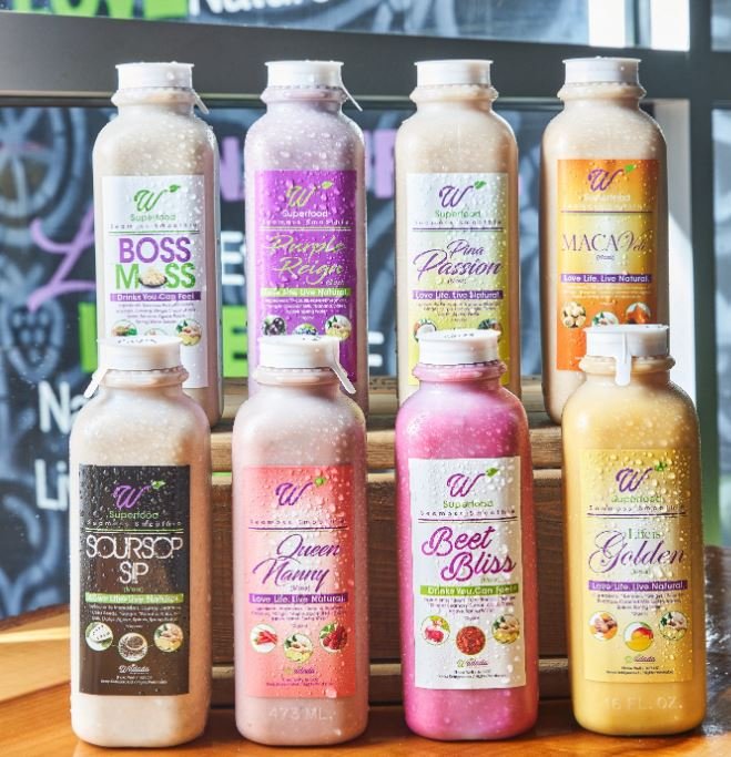 Signature smoothies from Wadada Healthy Market & Juice Bar made with fresh fruits, sea moss, and plant-based ingredients to support energy, nutrition, and holistic wellness.