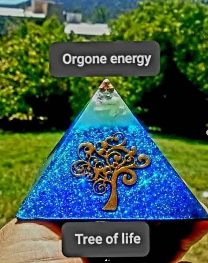 Orgonite pyramid from A Spiritual Heart by Sandra and Jerry, crafted to support energy cleansing, balance, and harmonizing electromagnetic fields in sacred spaces, spiritual practices, and personal wellness routines.