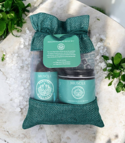 Yoga Hive Healing Arts magnesium muscle crème displayed as a natural body-care product created for post-yoga muscle relaxation, recovery, circulation support, and holistic wellness, featured on a clean, light background