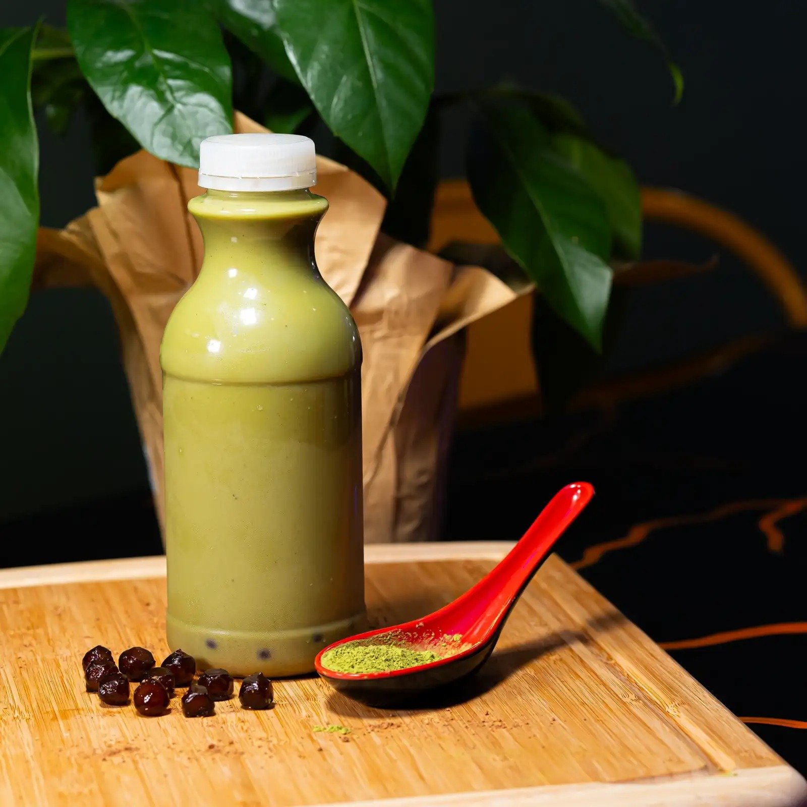 Matcha Bubble Tea Smoothie Bottle with Matcha Powder – Plant Based Zo Atlanta